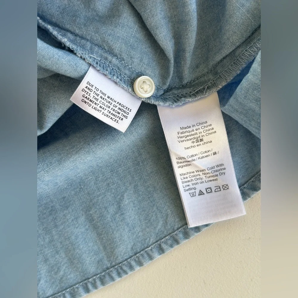 J Crew Blue Chambray Shirt Ruffle Peter Pan Collar Long Sleeve Women's Size 4 - Picture 9 of 15